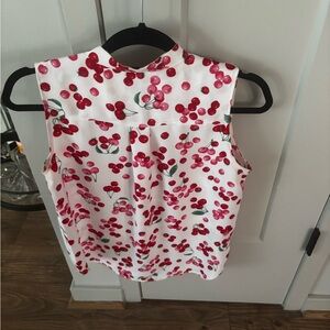 Ann Taylor Cherry Print Blouse - Red and White